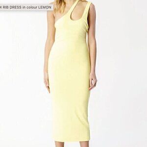 NWT Pia Mid Ribbed Mini Dress in Lemon